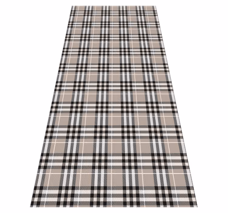 Alfombra vinilo cocina patrón tartán escocés gris - TenVinilo