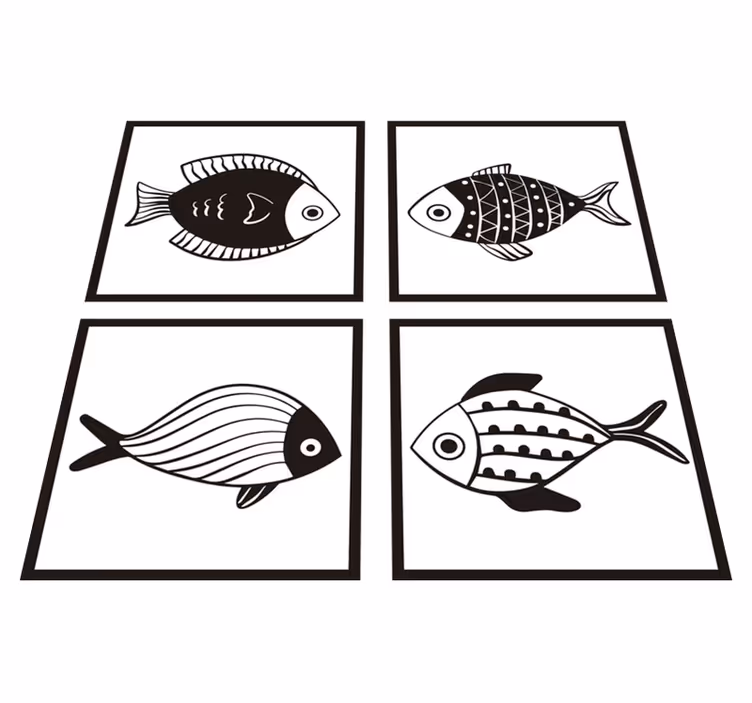 Alfombra vinilo baño baldosas de peces hermosos - TenVinilo