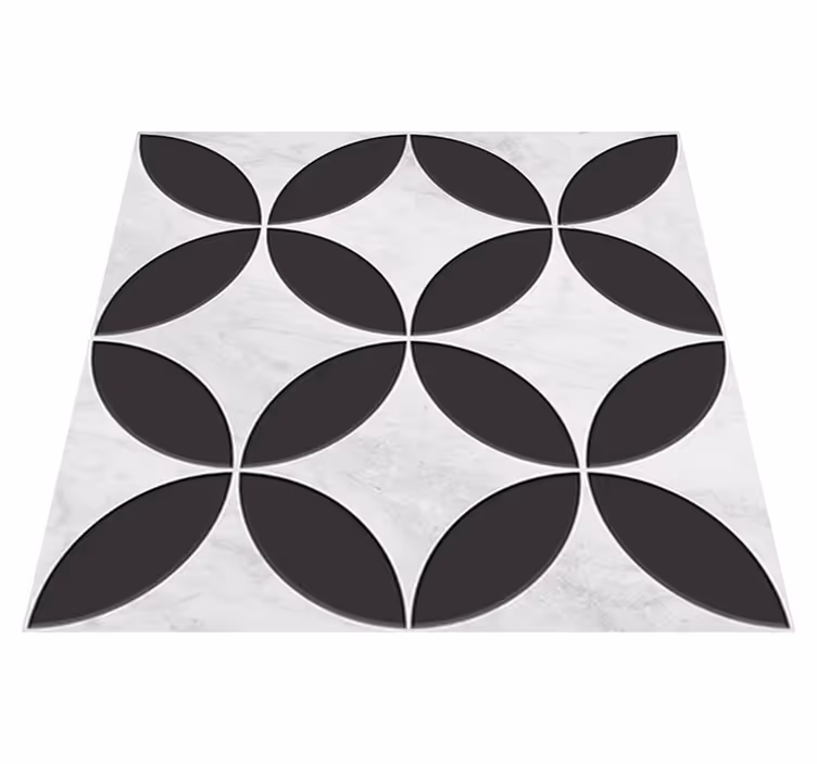 Alfombra vinilo baño azulejos florales hidráulicos - TenVinilo