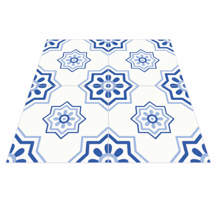 Alfombra vinilo baño adhesivo de azulejo azul - TenVinilo
