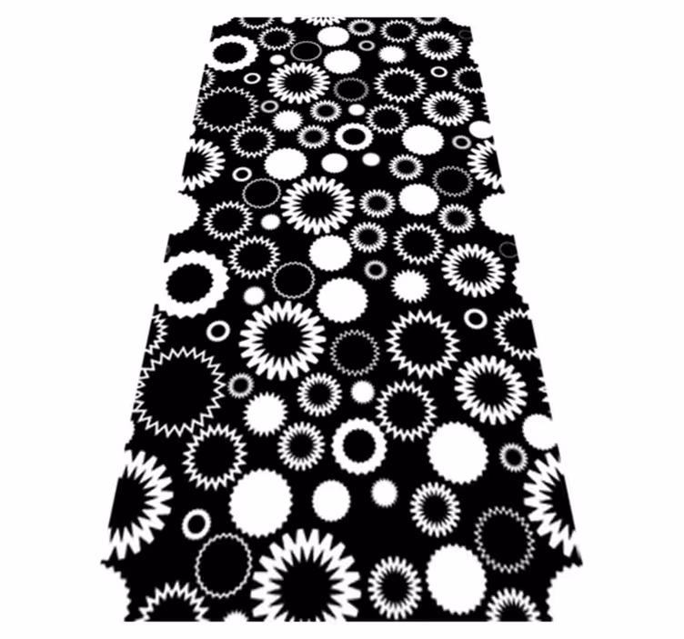 Alfombra vinilo baño girasoles blanco y negro - TenVinilo