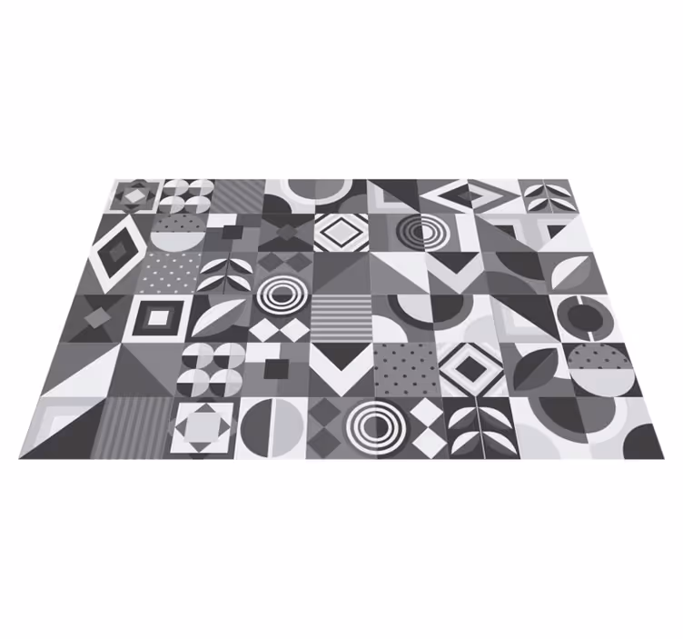 Alfombra vinilo baño azulejos geométricos grises - TenVinilo