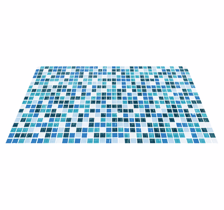 Alfombra vinilo baño mosaico baldosas azules - TenVinilo