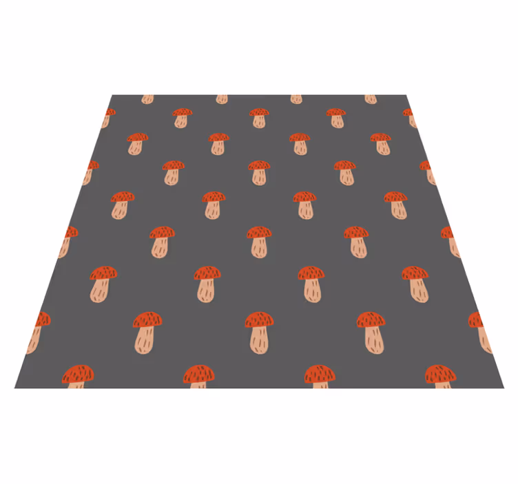 Alfombra vinílica flores fondo gris champiñones - TenVinilo