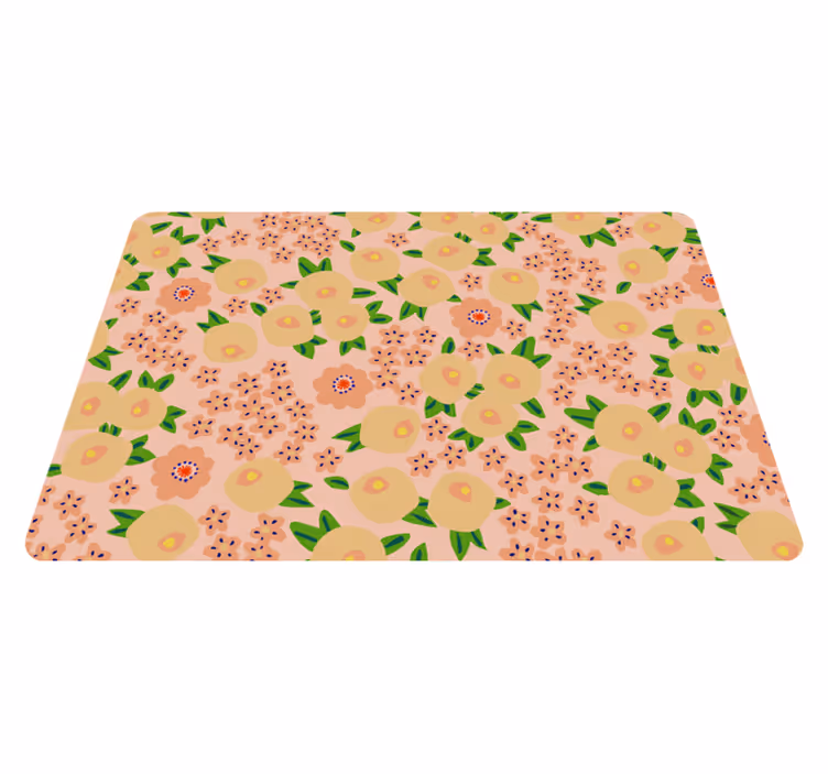 Alfombra vinílica flores diseño floral original en tonos durazno - TenVinilo