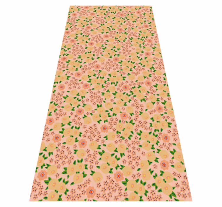 Alfombra vinílica flores diseño floral original en tonos melocotó - TenVinilo