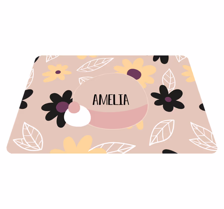 Alfombra vinílica flores coloridas modernas sobre fondo beige - TenVinilo