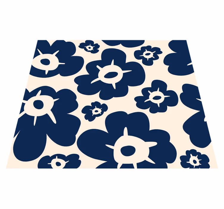 Alfombra vinílica flores amapola azul oscuro - TenVinilo