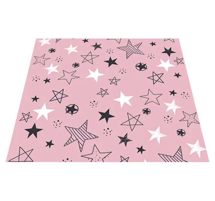 Alfombra vinílica estrellas patrón rosa y negro - TenVinilo