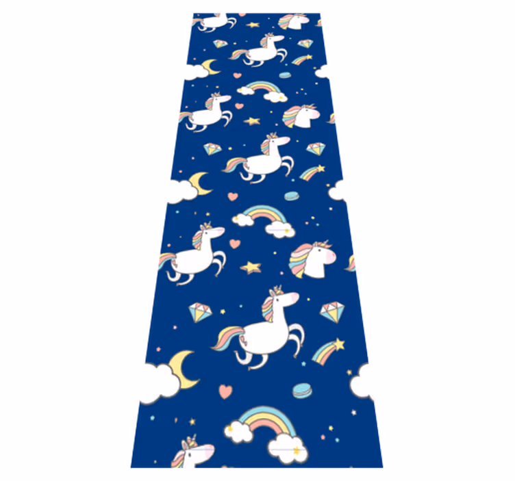 Alfombra vinílica estrellas diseño de unicornios y arcoíris - TenVinilo