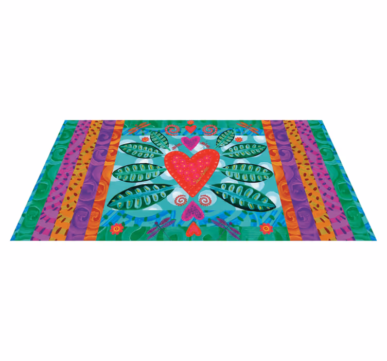 Alfombra vinilo salón corazón rojo colorido - TenVinilo