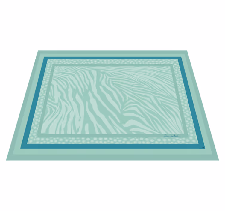 Alfombra vinilo salón patrón de rayas cebra menta - TenVinilo