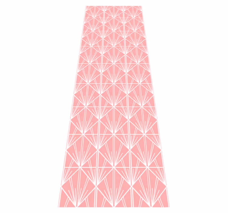 Alfombra vinílica geométrica patrón deco rosa y blanco - TenVinilo