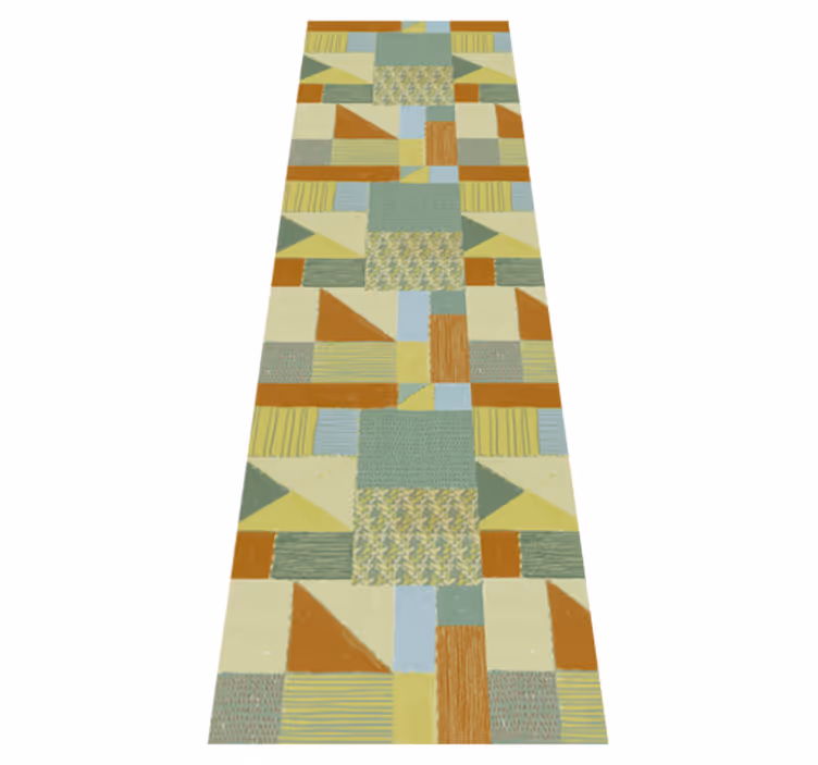 Alfombra vinílica geométrica diseño triángulos coloridos - TenVinilo