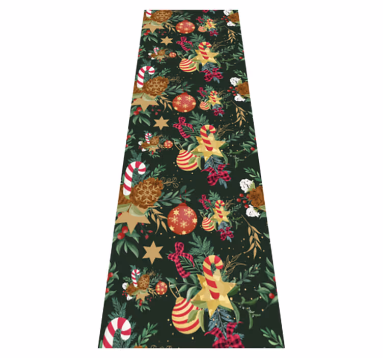 Alfombra vinílica navidad decoraciones de ramas navideñas - TenVinilo