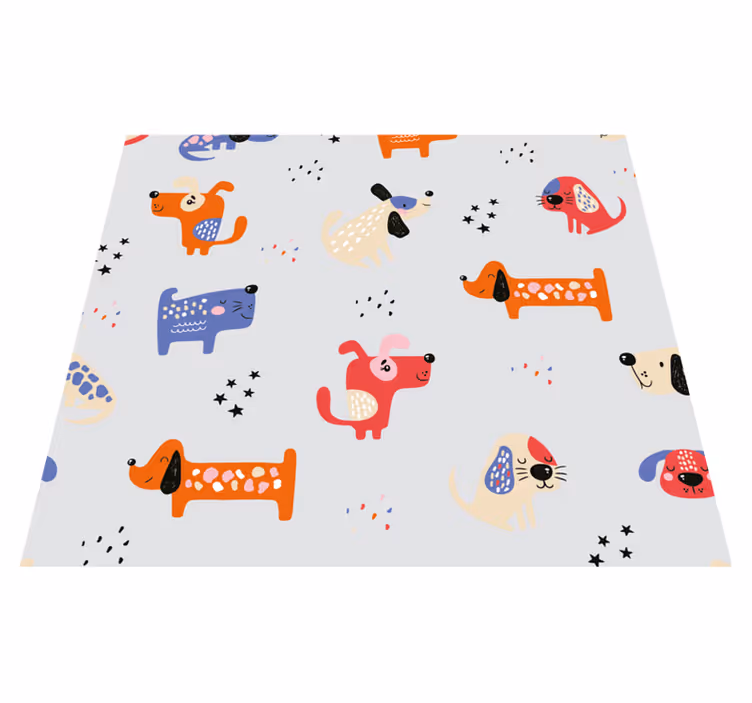 Alfombra vinílica dormitorio perros ilustrados - TenVinilo