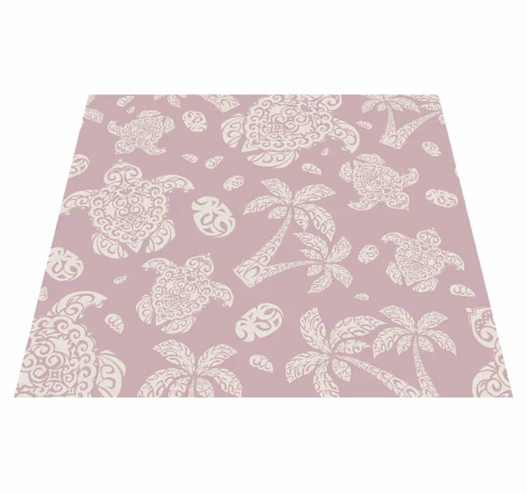 Alfombra vinílica dormitorio tortuga y palmera hawaiana - TenVinilo