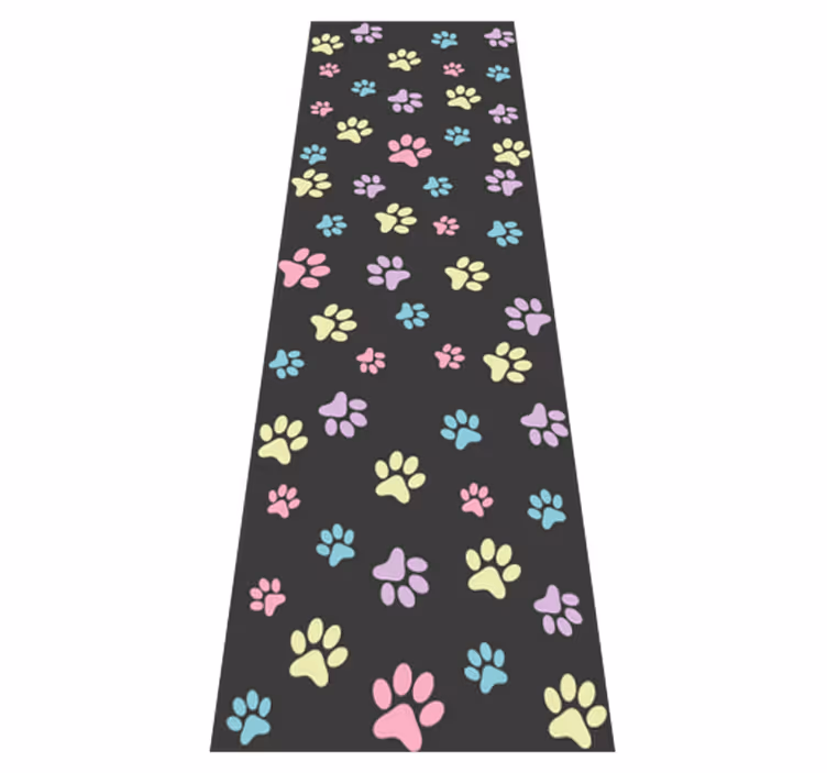 Alfombra vinílica dormitorio patas de perro coloridas - TenVinilo