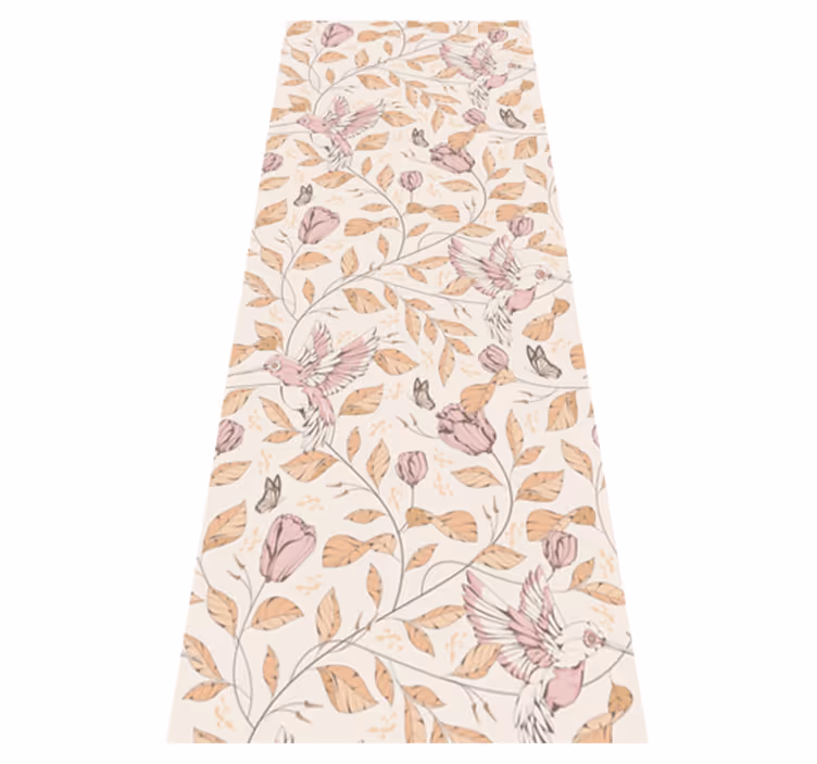 Alfombra vinílica dormitorio patrón tulipanes beige - TenVinilo