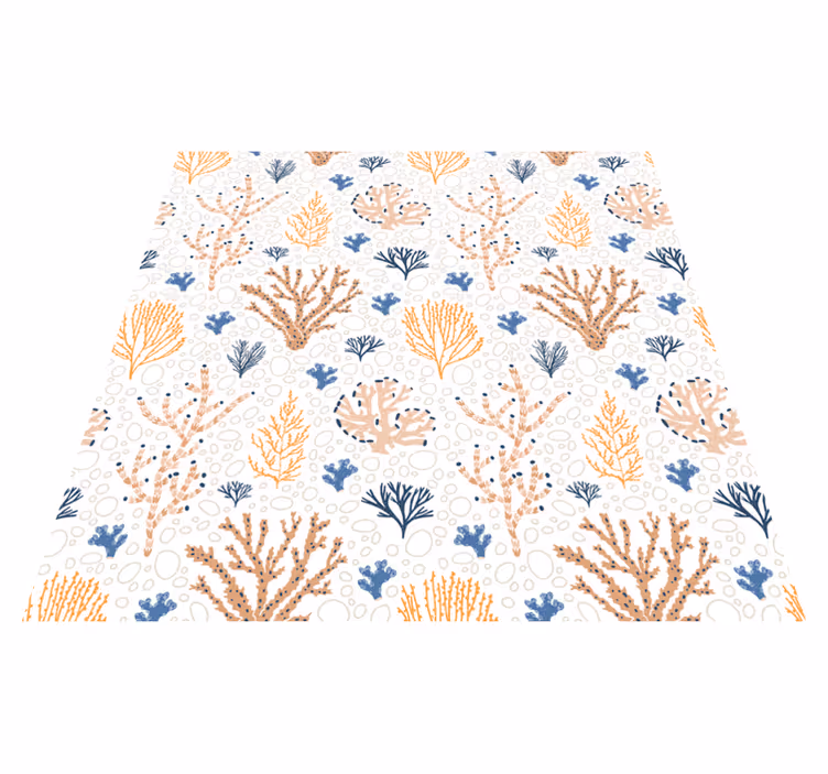 Alfombra vinílica naturaleza patrón coral elegante - TenVinilo