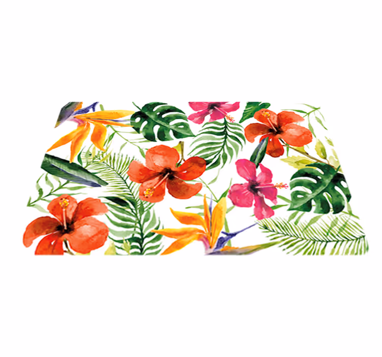 Alfombra vinílica flores y pegatinas portátiles monstera - TenVinilo