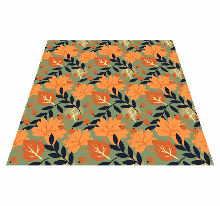 Alfombra vinílica flores diseño hojas otoñales - TenVinilo