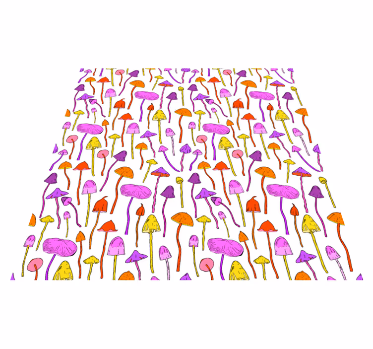 Alfombra vinílica flores patrón de hongos alucinógenos - TenVinilo