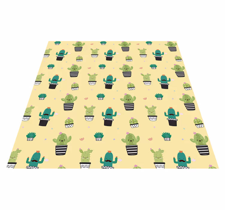 Alfombra vinílica flores cactus diseño patrón - TenVinilo