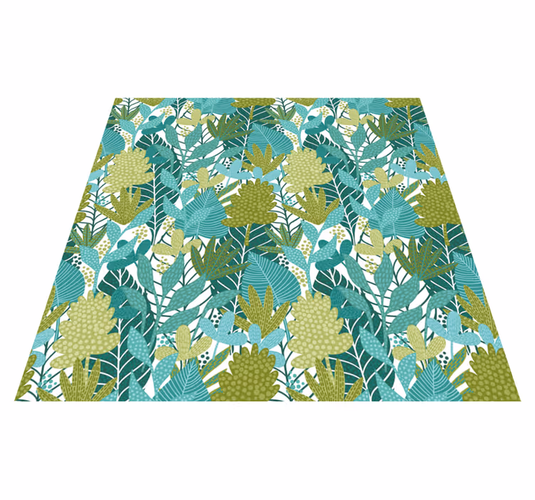 Alfombra vinílica flores diseño hojas boho tropical - TenVinilo