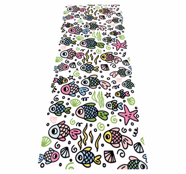 Alfombra vinílica dormitorio diseño peces multicolores - TenVinilo