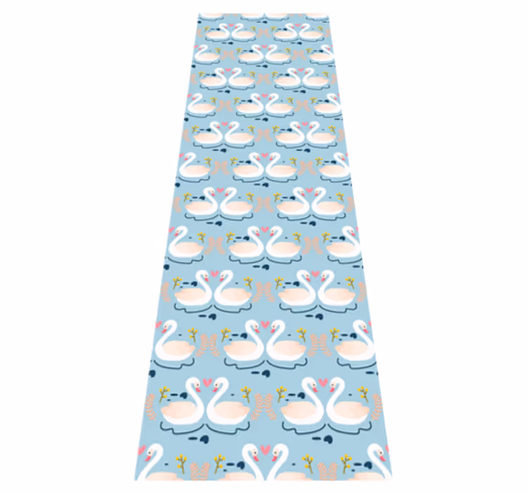 Alfombra vinílica dormitorio patrones de cisnes enamorados - TenVinilo