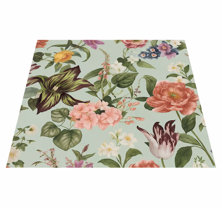 Alfombra vinílica dormitorio flores coloridas de primavera - TenVinilo