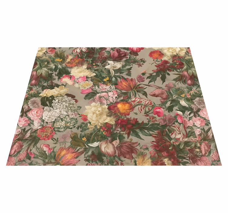 Alfombra vinílica dormitorio flores vintage - TenVinilo