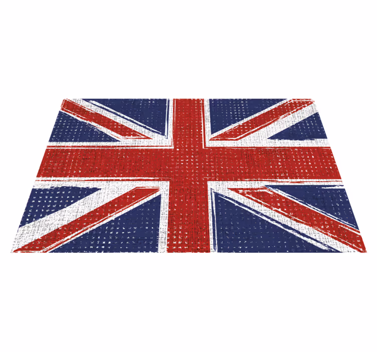 Alfombra vinílica geométrica bandera grunge del reino unido - TenVinilo