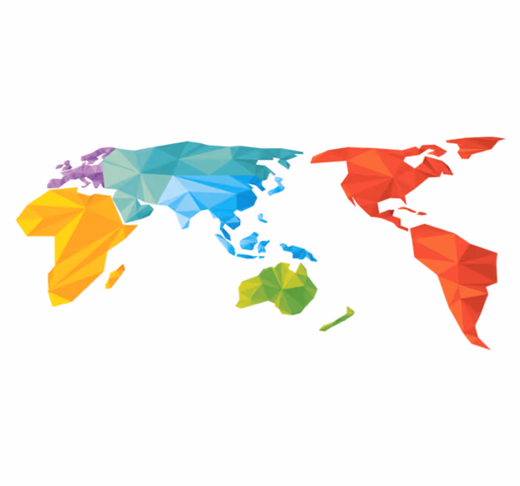 Alfombra vinílica geométrica mapa mundial colorido - TenVinilo