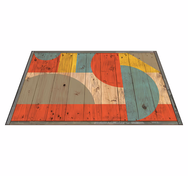 Alfombra vinílica geométrica geometría con madera - TenVinilo