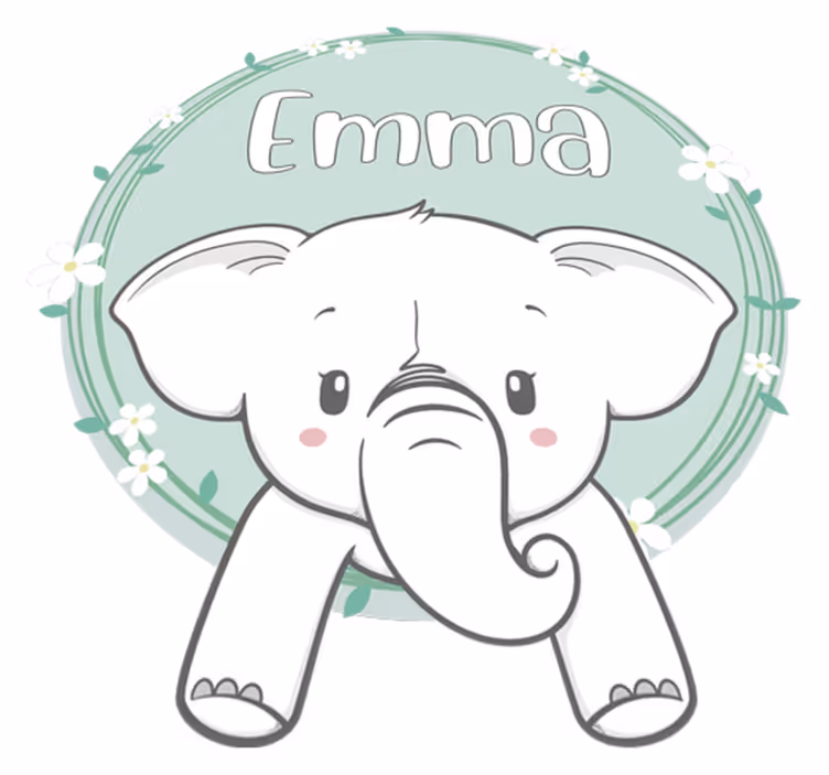 Alfombra vinílica infantil elefante con nombre - TenVinilo