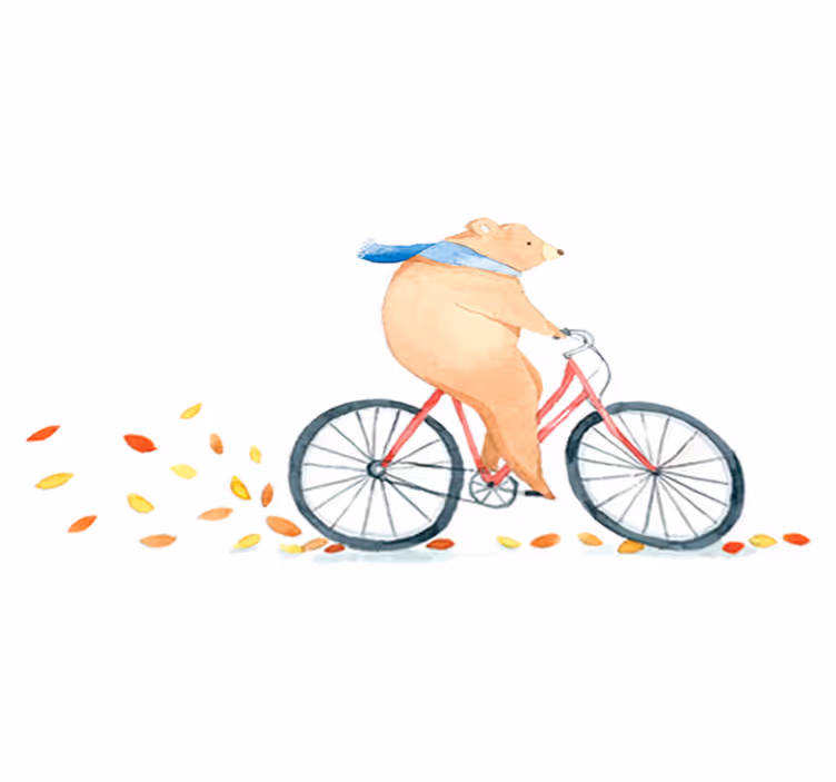 Alfombra vinílica infantil oso en bicicleta - TenVinilo