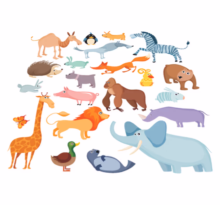 Alfombra vinílica infantil animales salvajes - TenVinilo