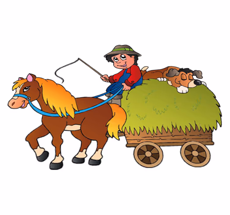 Alfombra vinílica infantil caballo mecedor con carrito - TenVinilo