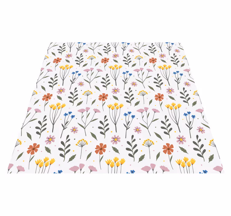 Alfombra vinílica dormitorio patrón flores multicolor - TenVinilo
