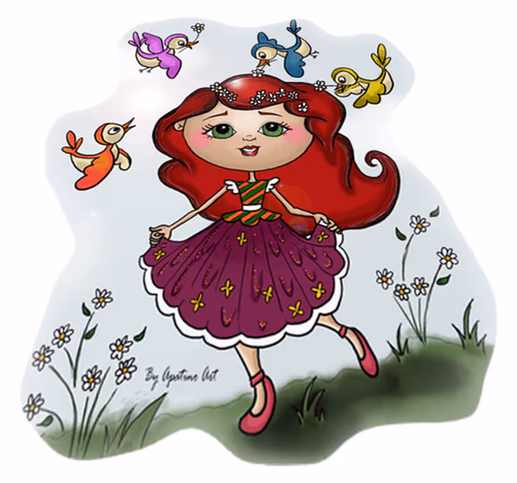 Alfombra vinílica infantil niña por el campo - TenVinilo