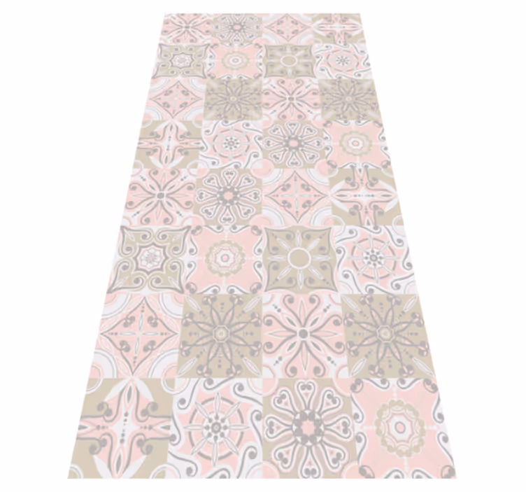 Alfombra vinilo baño azulejos rosa y gris - TenVinilo