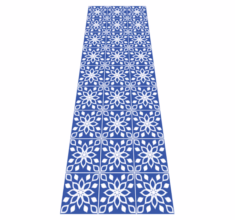 Alfombra vinilo baño patrón de azulejos azules - TenVinilo