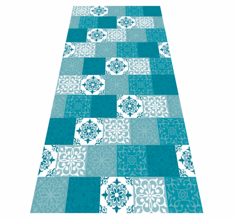 Alfombra vinilo baño azulejo turquesa - TenVinilo