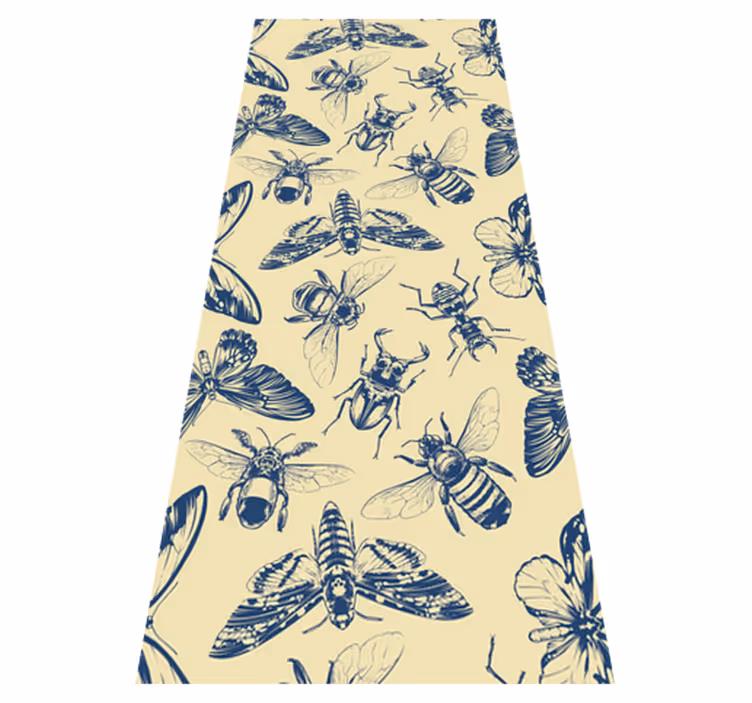 Alfombra vinilo baño diseño de abejas y mariposas - TenVinilo