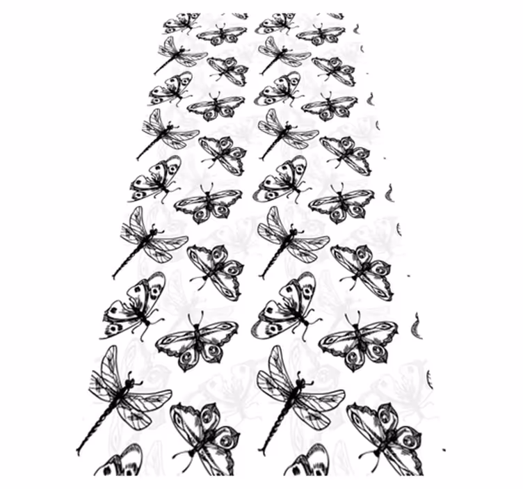 Alfombra vinilo baño patrón de libélulas y mariposas - TenVinilo