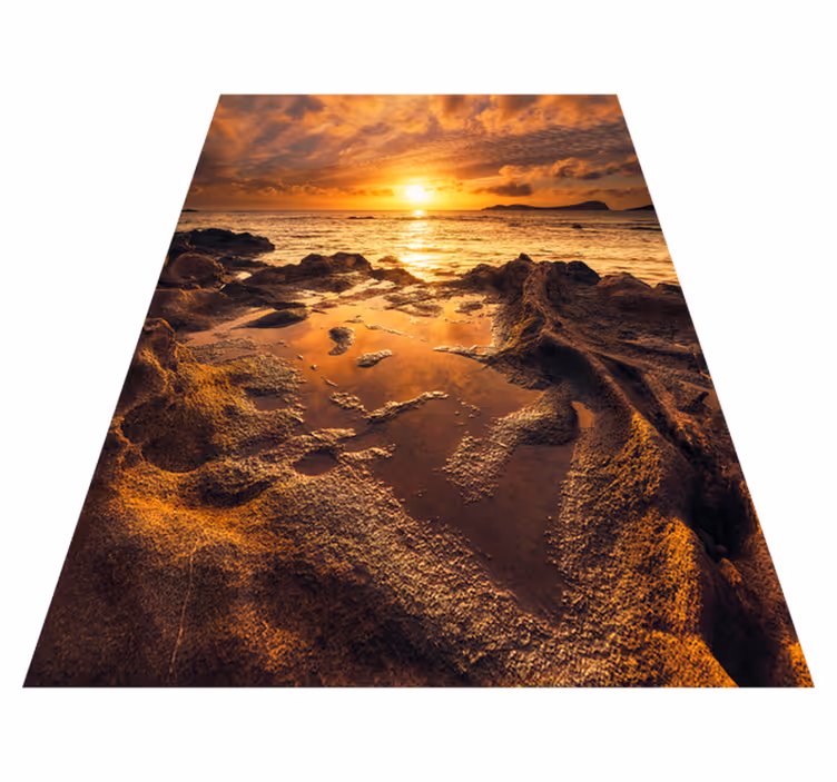 Alfombra vinilo baño paisaje de atardecer nublado - TenVinilo