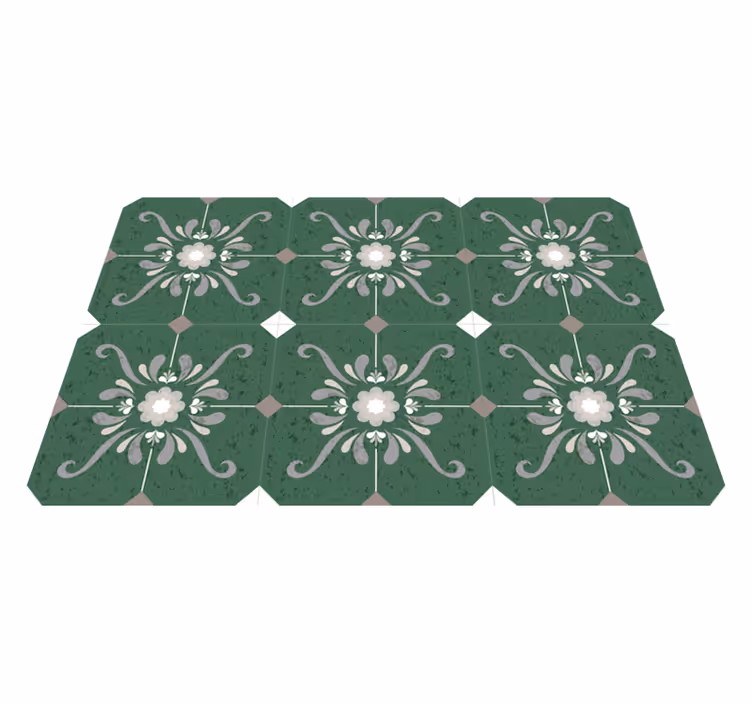 Alfombra vinilo baño azulejos de estilo antiguo - TenVinilo