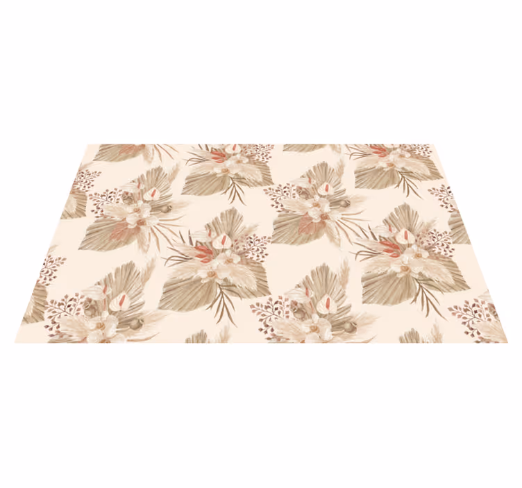 Alfombra vinilo baño flores secas con pampas - TenVinilo